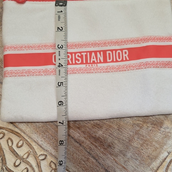 Christian Dior Terry Cloth Wristlet Pouch With CD Lining